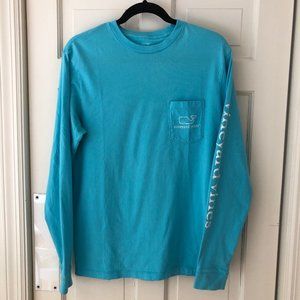 Vineyard Vines Vintage Whale Pocket T Turquoise- S